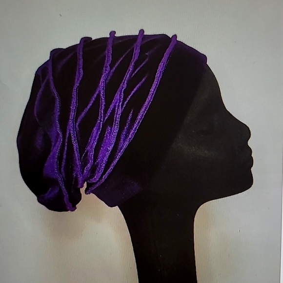 Stunning Creations Accessories - Handmade Soft Dark Purple Velvet Lined Slouchy Beanie Hat